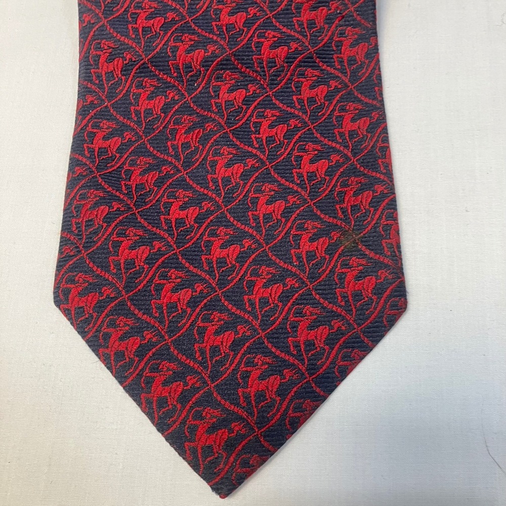 VTG Pierre Cardin Mens Silk Tie Sagittarius Zodiac Centaur Navy Red  Famous-Barr